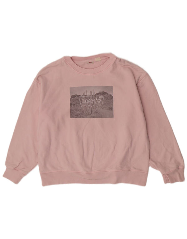 Γυναικείο φούτερ Levi's Graphic Loose Fit Jumper UK 14 μεγάλο ροζ βαμβακερό