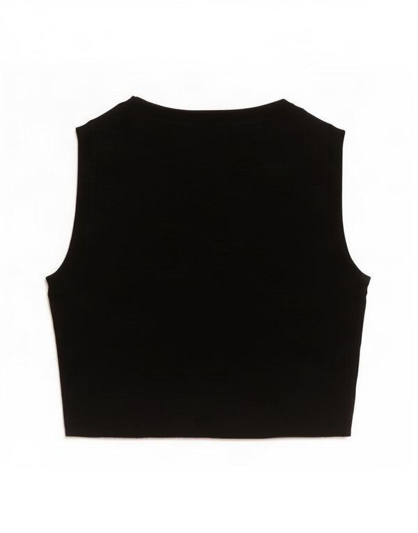 Zara Γυναικείο Crop Vest Top UK 8 Small Black Viscose