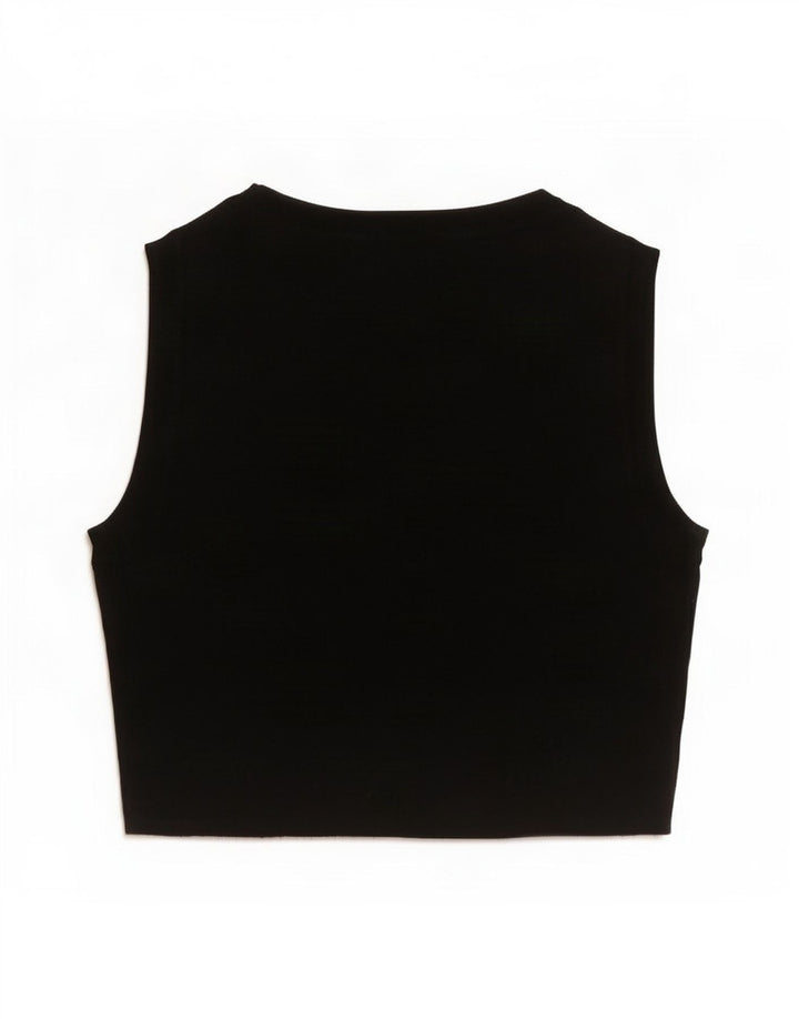 Zara Γυναικείο Crop Vest Top UK 8 Small Black Viscose