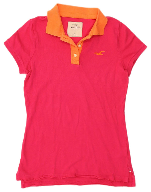 Hollister γυναικείο μπλουζάκι ράγκμπι πόλο UK 10 Small Pink Colourblock Βαμβακερό