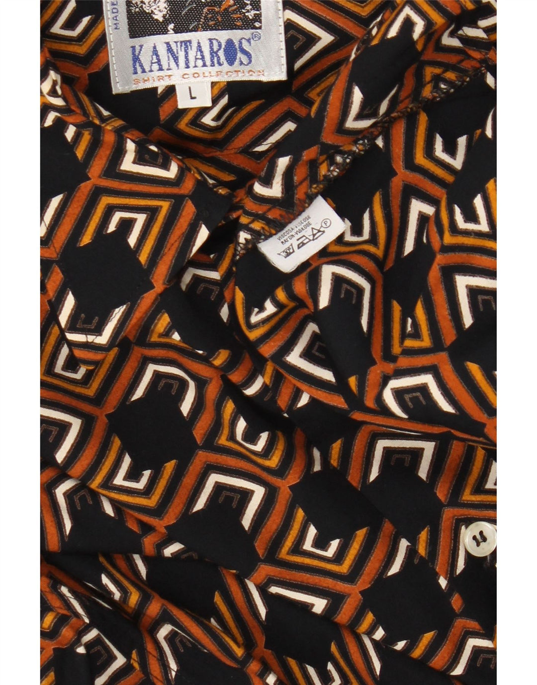Ανδρικό πουκάμισο Kantaros Μεγάλο Καφέ Γεωμετρική Βισκόζη