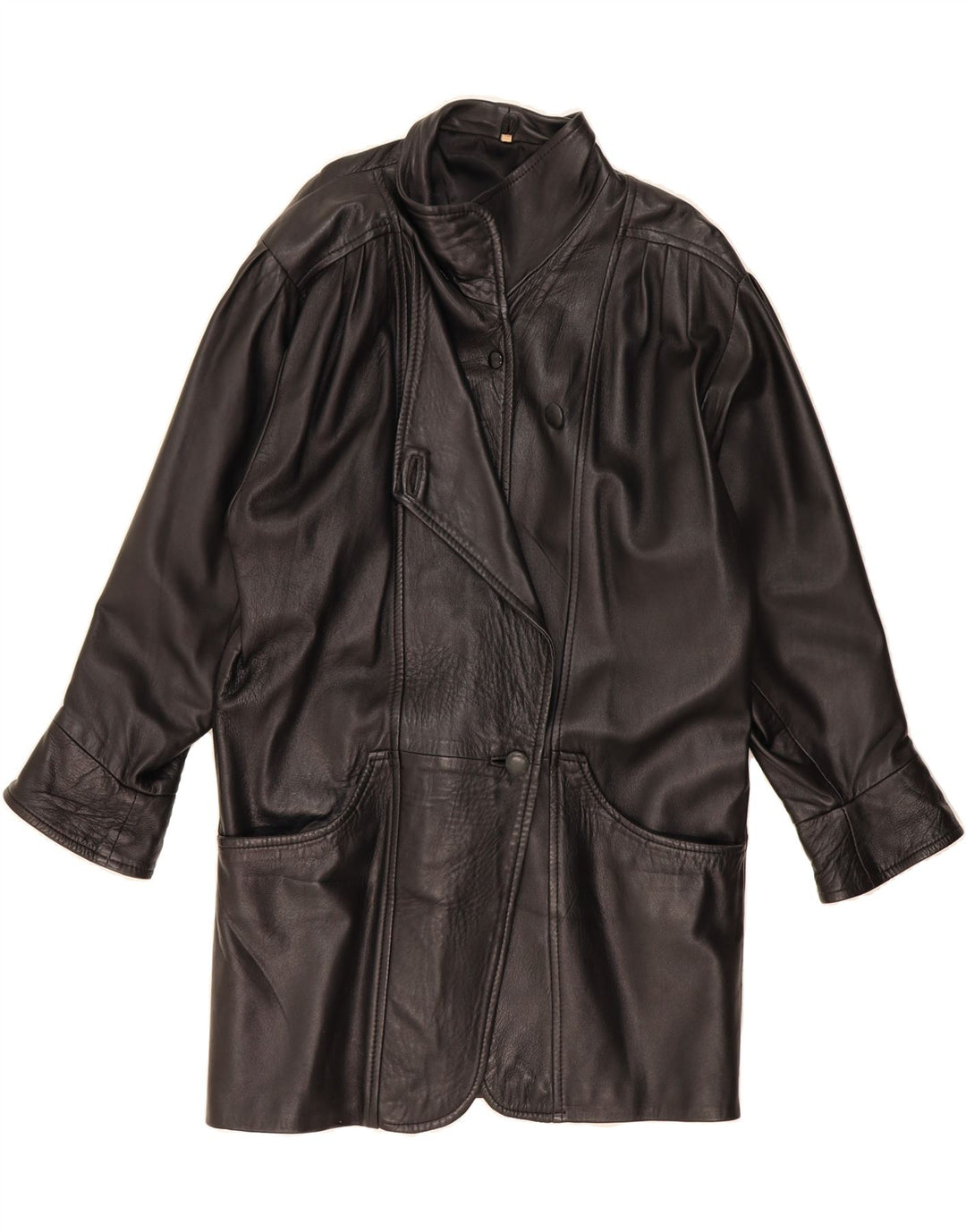 VINTAGE Womens Leather Coat US 10 Large Black Leather Vintage Vintage and Second-Hand Vintage from Messina Hembry 