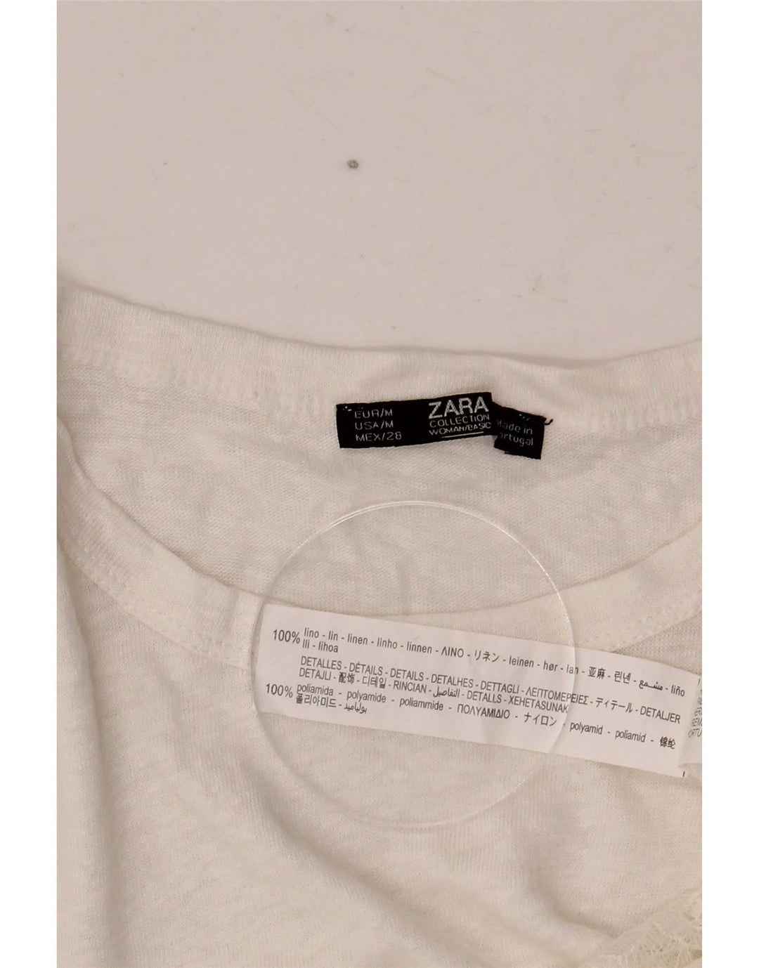 Zara Γυναικεία Μπλούζα Crop Top UK 12 Medium White Lenn