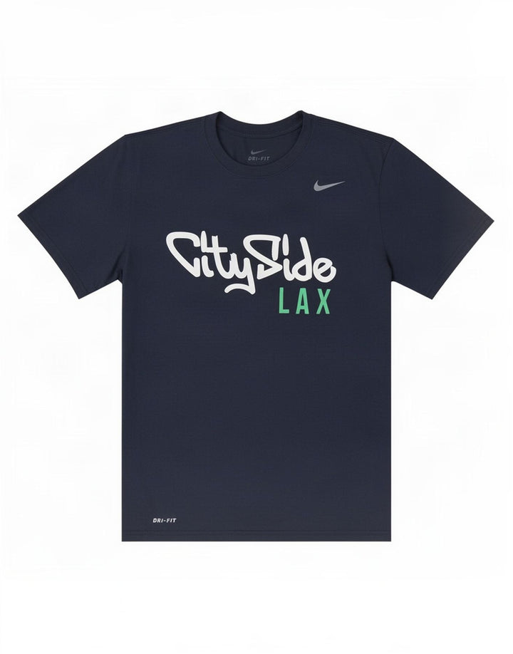 Ανδρικό γραφικό μπλουζάκι Nike Dri Fit, μεσαίο μπλε, πολυεστέρας