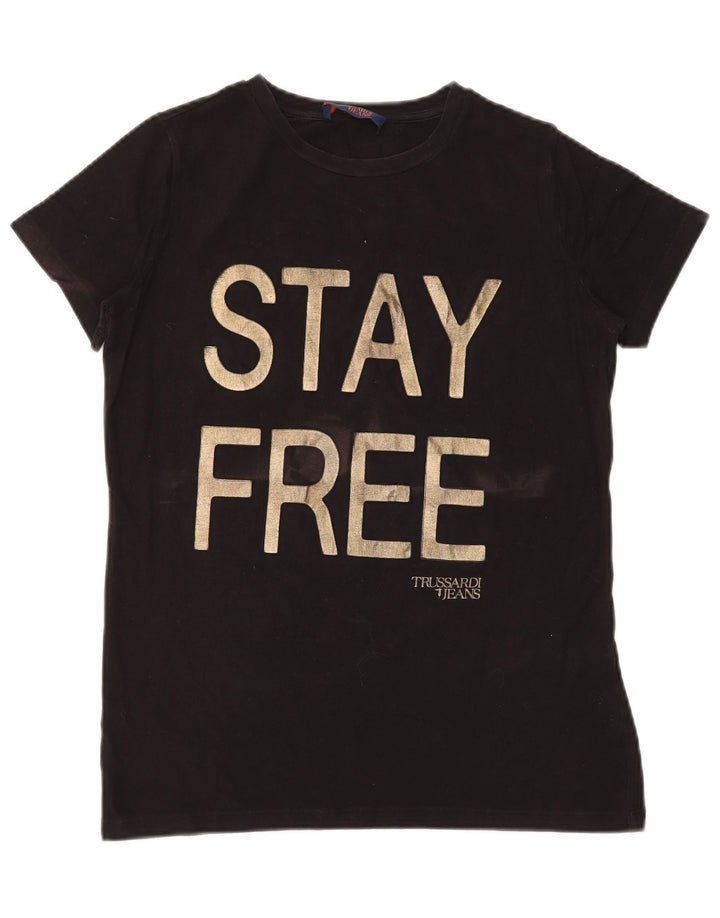 Γυναικείο T-Shirt Trussardi Jeans Top UK 14 Medium Black