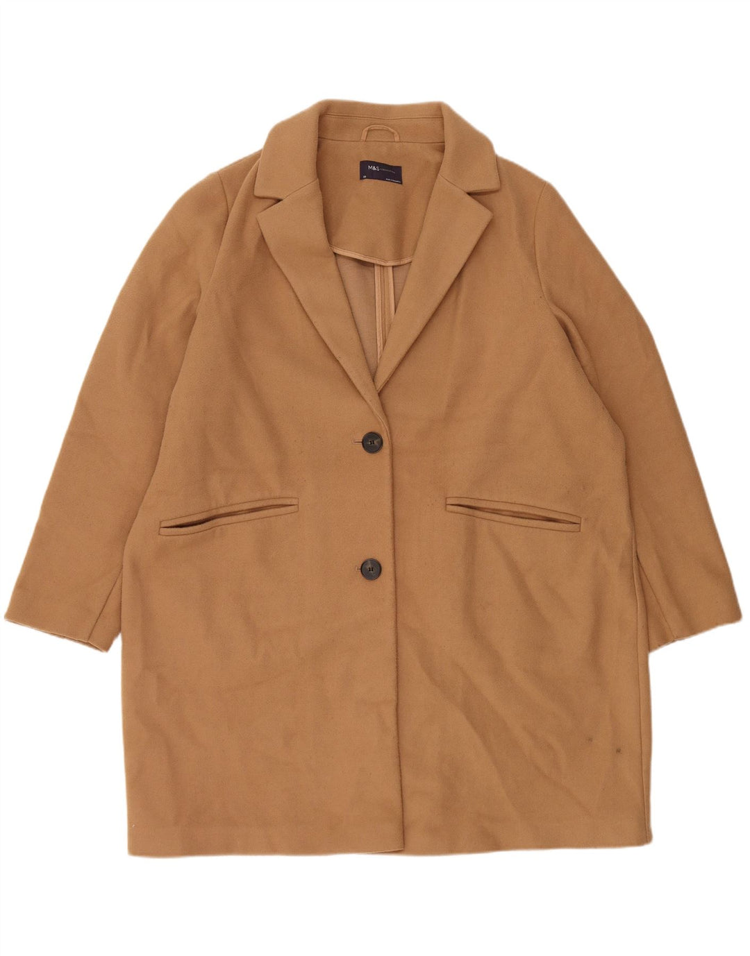 MARKS & SPENCER Womens Overcoat UK 20 2XL  Brown Polyester