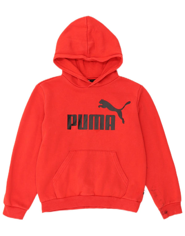 Puma Boys Graphic Hoodie Jumper 11-12 Years Red Cotton