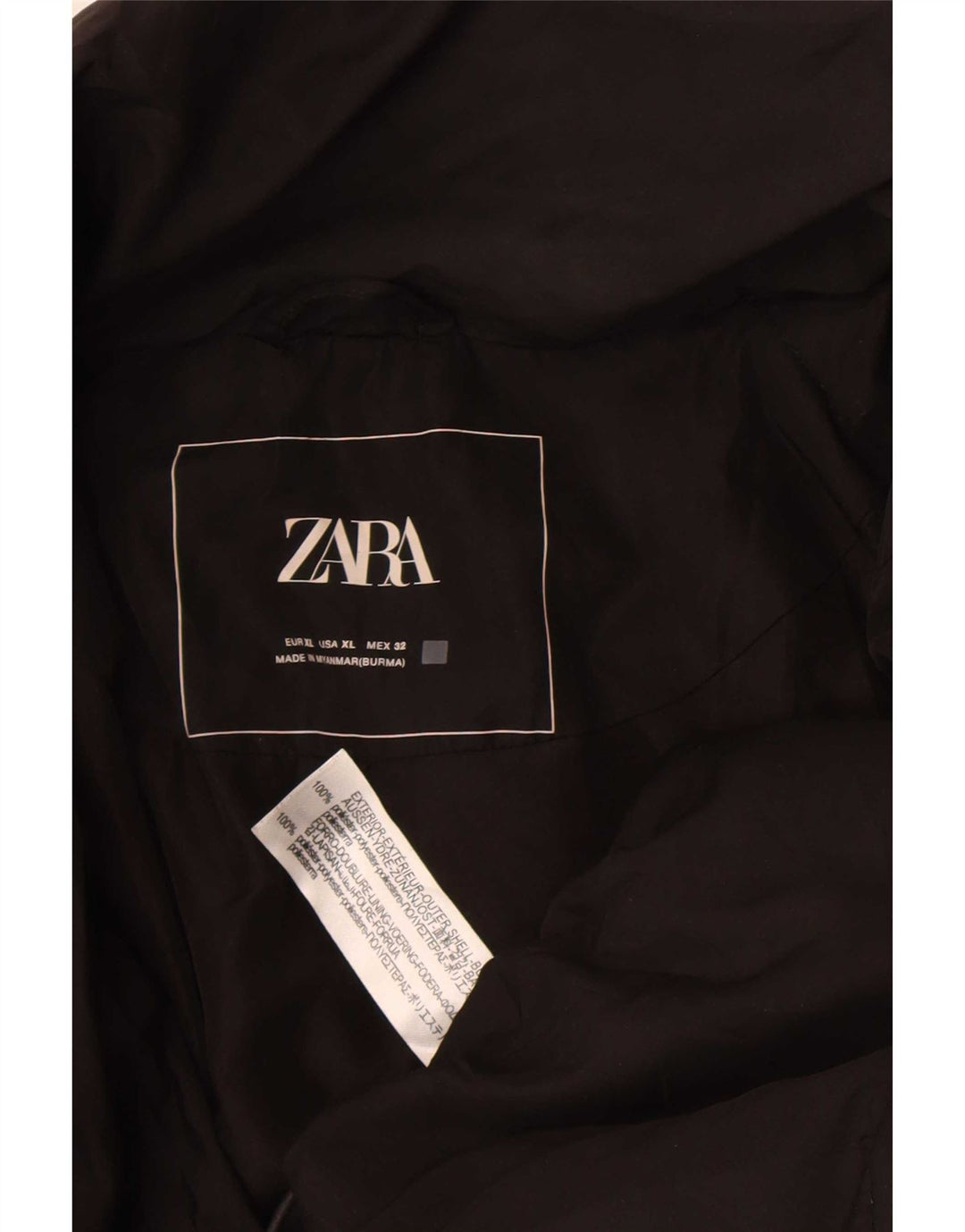 Zara Γυναικείο μπουφάν με επένδυση μεγάλου μεγέθους Crop UK 18 XL μαύρο πολυεστέρα