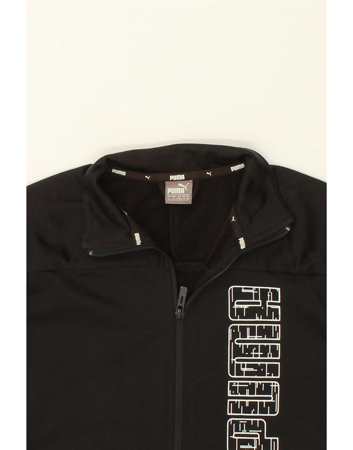 PUMA Boys Graphic Tracksuit Top Jacket 11-12 Years Black Polyester Vintage Puma and Second-Hand Puma from Messina Hembry 