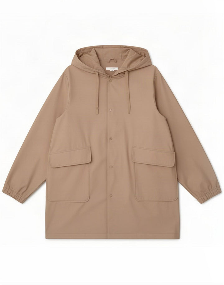 Zara Γυναικείο μπουφάν Parka με κουκούλα UK 18 XL Beige Polyester
