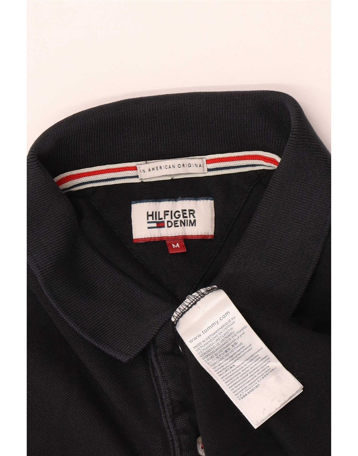 Ανδρικό μπλουζάκι πόλο Tommy Hilfiger, μεσαίο μαύρο βαμβακερό