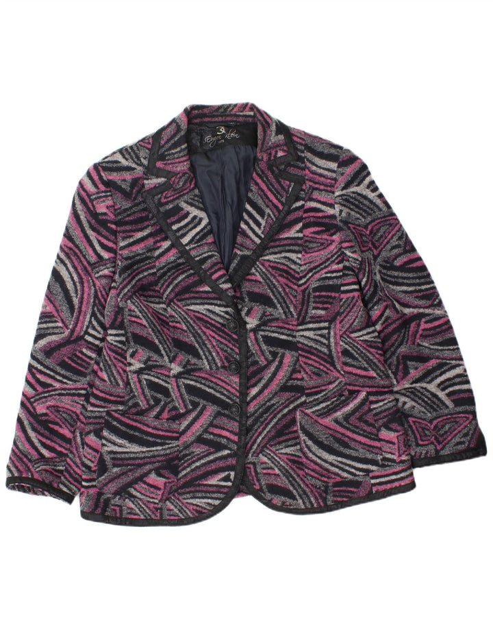 Vintage γυναικείο σακάκι blazer UK 18 XL ροζ γεωμετρικό πολυακρυλικό