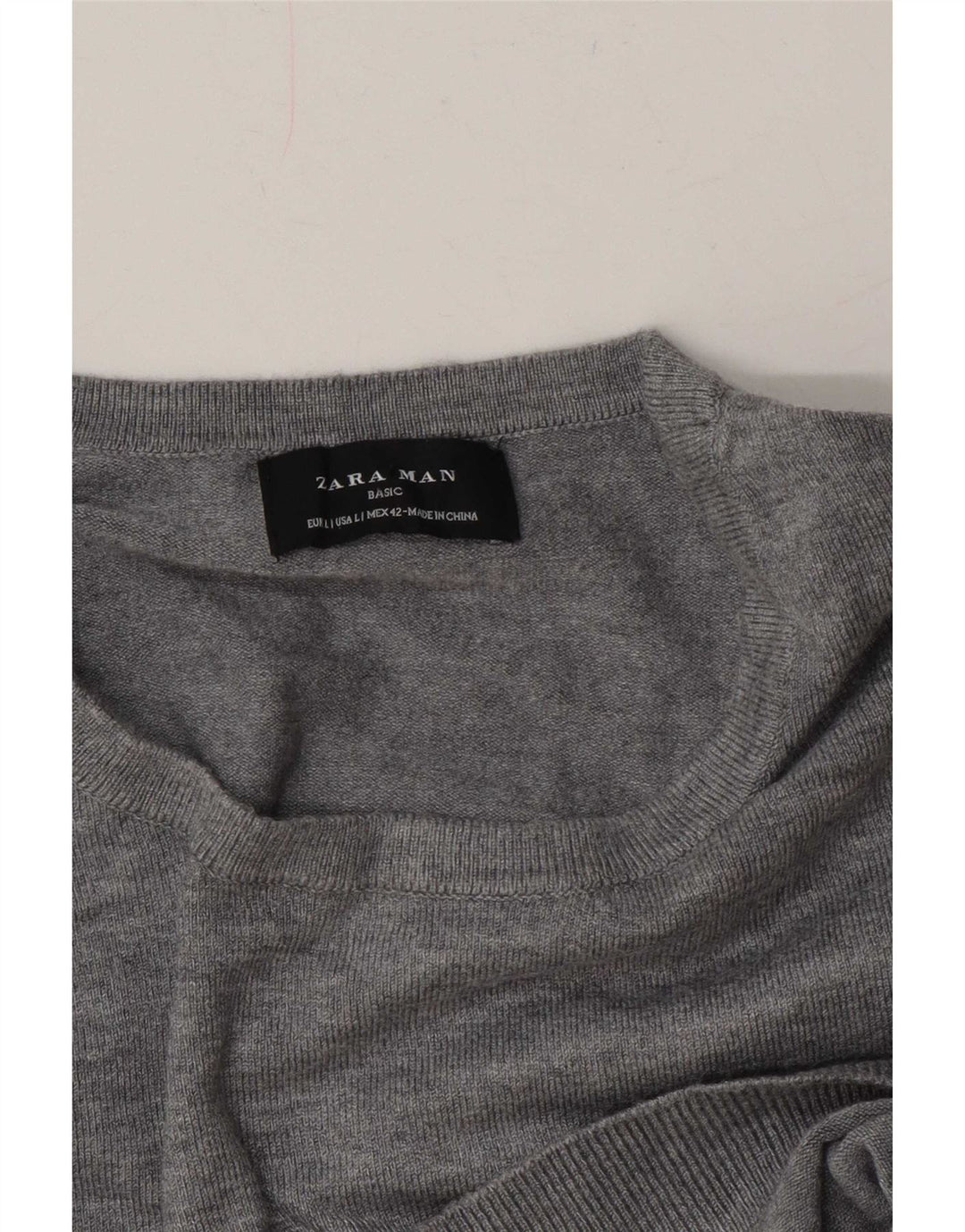 Ανδρικό πουλόβερ Zara Crew Neck Jumper Large Grey