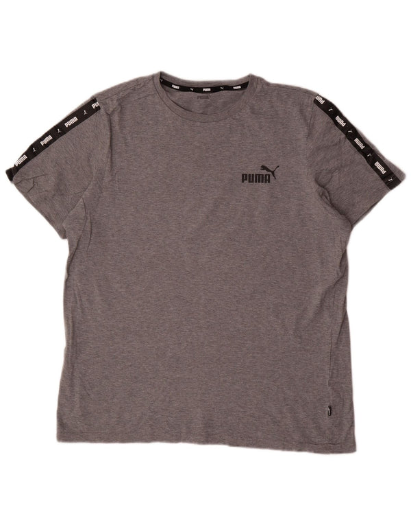 Ανδρικό γραφικό μπλουζάκι Puma Top Large Grey Colourblock Βαμβακερό