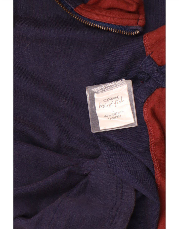 Weird Fish Ανδρική μπλούζα 1/4 με φερμουάρ, μακρυμάνικο μεγάλο μπλε ναυτικό βαμβακερό
