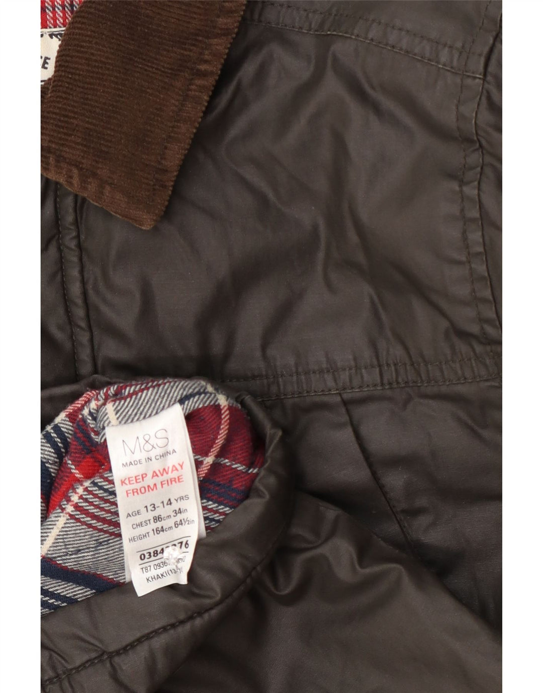 Marks & Spencer Boys κερωμένο βαμβακερό μπουφάν 13-14 ετών Χακί