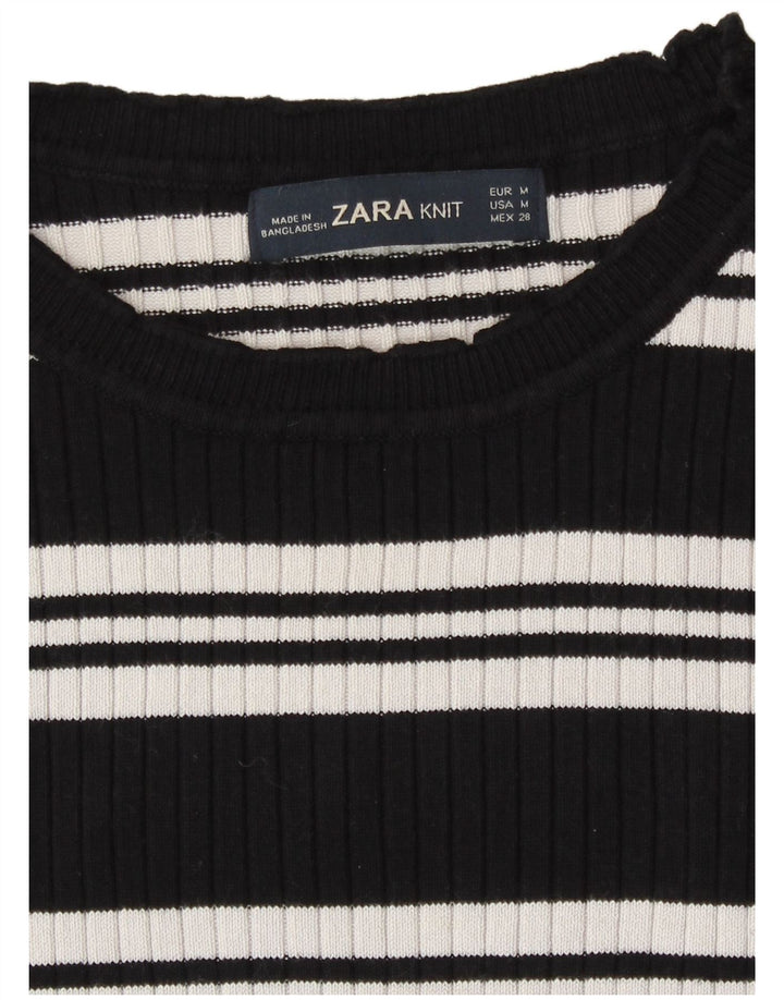 Zara Γυναικείο τοπ μακρυμάνικο UK 12 μεσαίο μαύρο ριγέ