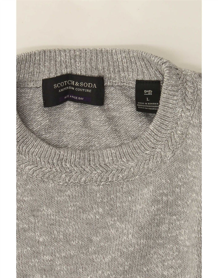 Scotch & Soda Ανδρικό πουλόβερ με λαιμόκοψη με μεγάλο γκρι φλιτζάνι