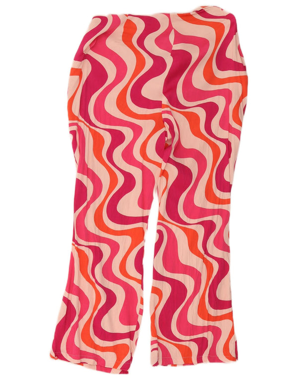 Zara Γυναικείο Abstract μοτίβο ψηλόμεσο παντελόνι XL W32 L24 Ροζ