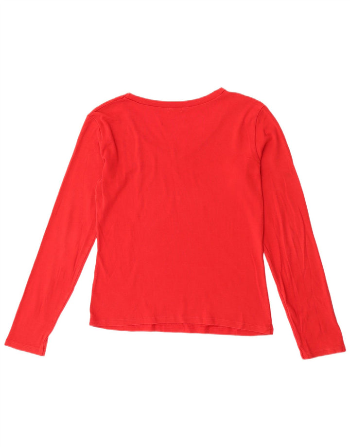 Benetton Γυναικείο Crop Top Μακρυμάνικο UK 14 Medium Red