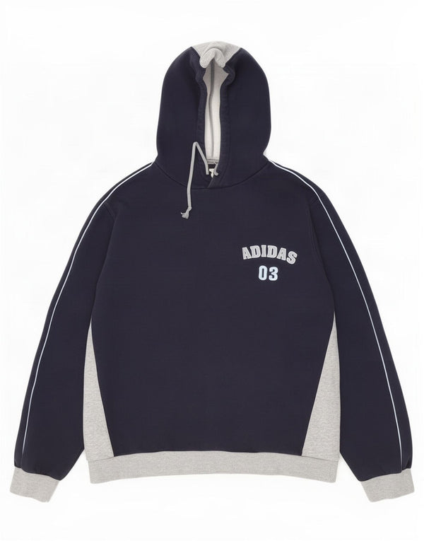 Ανδρικό γραφικό κουκούλα Adidas με μεγάλο μπλε ναυτικό χρώμα, βαμβακερό
