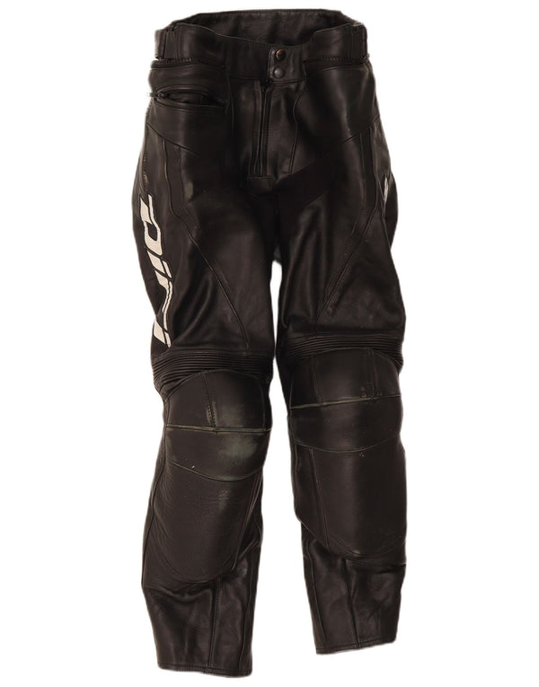 Difi Ανδρικό δερμάτινο παντελόνι Moto Racer W30 L28 Black Biker