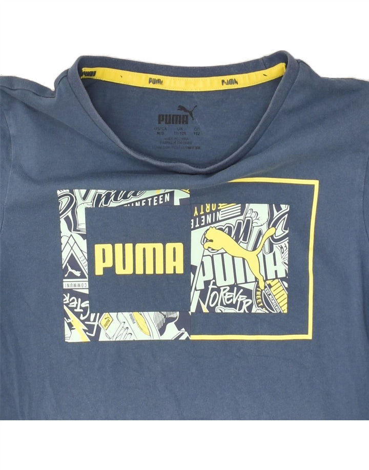 PUMA Boys Graphic T-Shirt Top 11-12 Years Navy Blue Cotton | Vintage Puma | Thrift | Second-Hand Puma | Used Clothing | Messina Hembry 