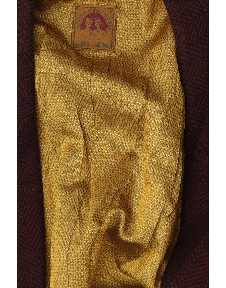 Vintage Ανδρικό σακάκι σακάκι με 2 κουμπιά UK 42 XL Ψαροκόκκαλο Βουργουνδίας