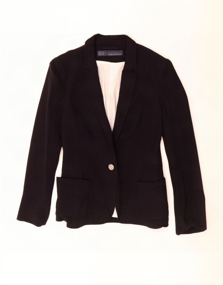Zara Γυναικείο σακάκι 1 κουμπιού blazer UK 10 Small Black Viscose