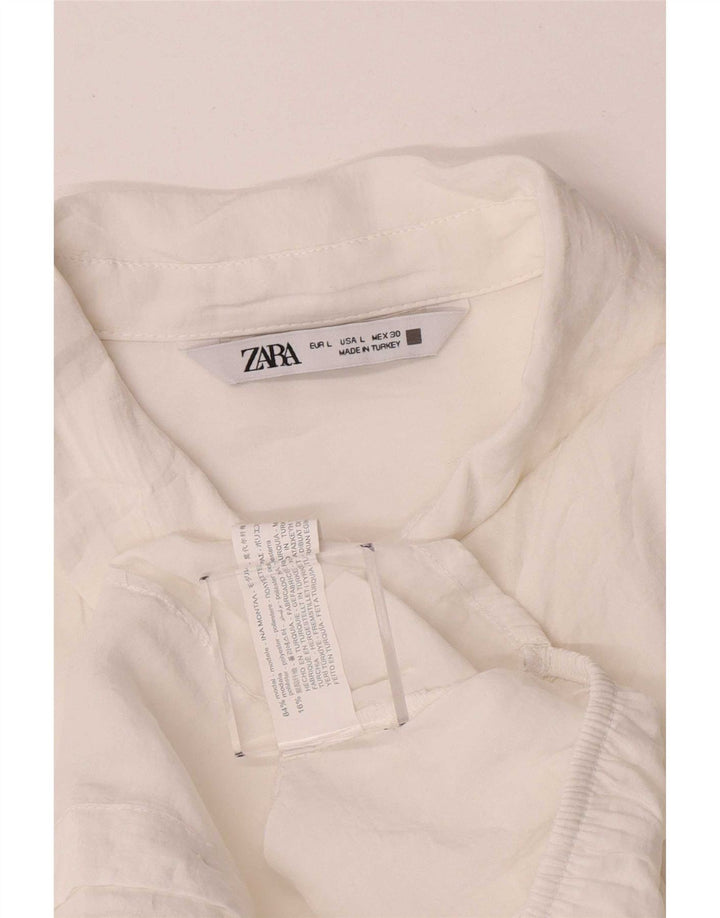 Zara Γυναικείο πουκάμισο Crop Wrap UK 16 Large White Modal