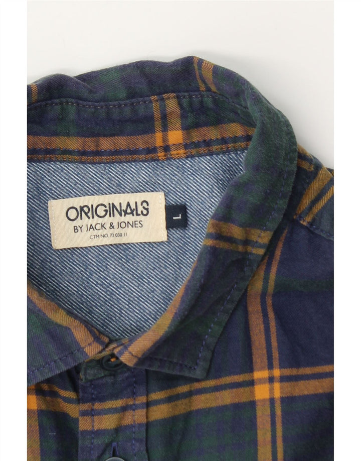 Jack & Jones Ανδρικό φανελένιο πουκάμισο μεγάλο μπλε καρό