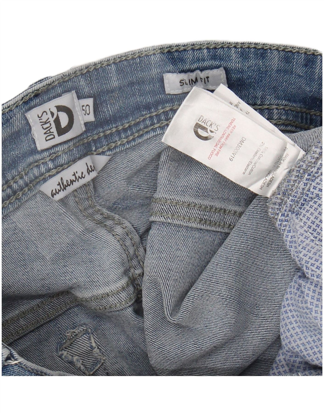 DACK'S Ανδρικό Slim Jeans IT 50 Large W34 L31 Μπλε βαμβακερό