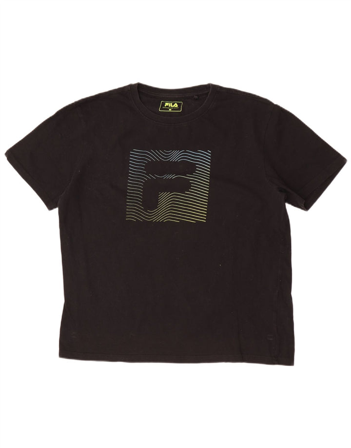 Ανδρικό γραφικό T-Shirt Fila Top Μεσαίο μαύρο βαμβακερό