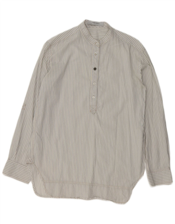 Zara Γυναικείο πουλόβερ Πουκάμισο UK 18 XL Λευκό βαμβακερό ριγέ