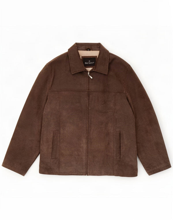 Bersani Ανδρικό Suede Bomber Jacket UK 42 XL Brown