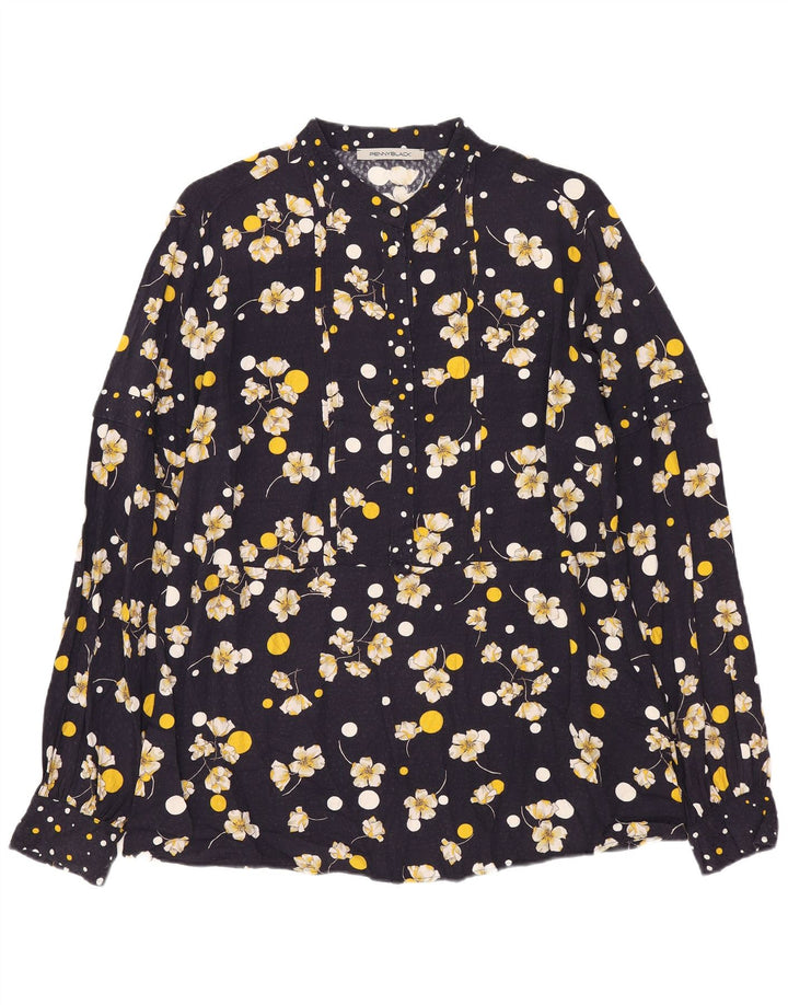 Penny Black Γυναικείο πουλόβερ πουκάμισο UK 16 Large Navy Blue Floral Viscose