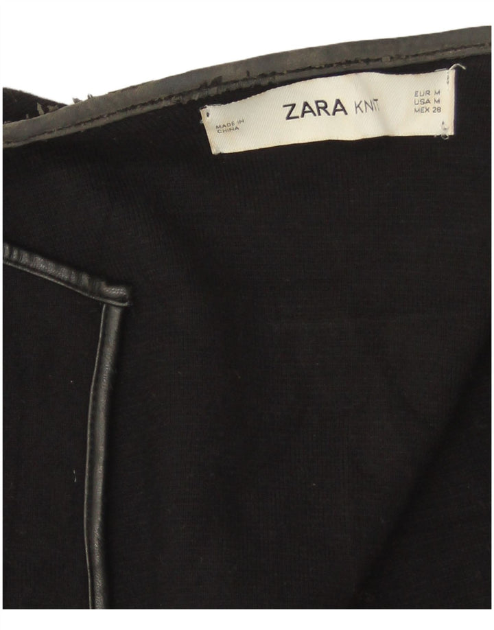 Zara Γυναικείο Longline Ανοιχτό Ζακέτα UK 14 Μεσαίο Μαύρο