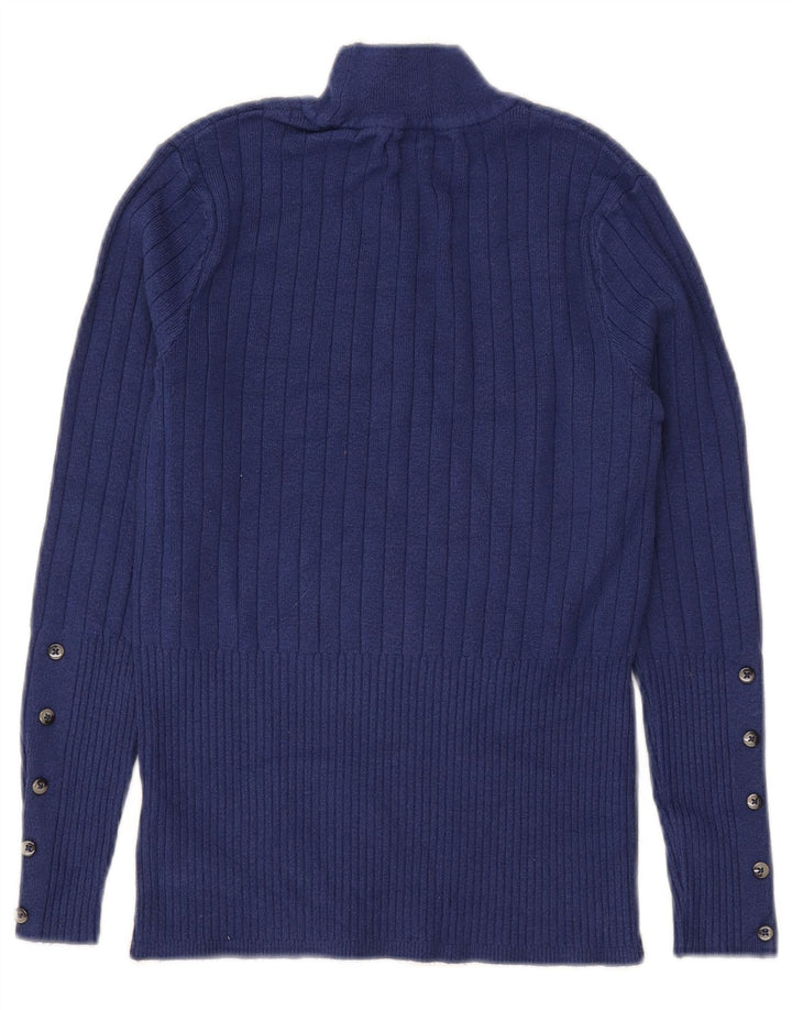 Marks & Spencer Γυναικείο πουλόβερ με λαιμό χελώνα UK 10 Small Blue Viscose