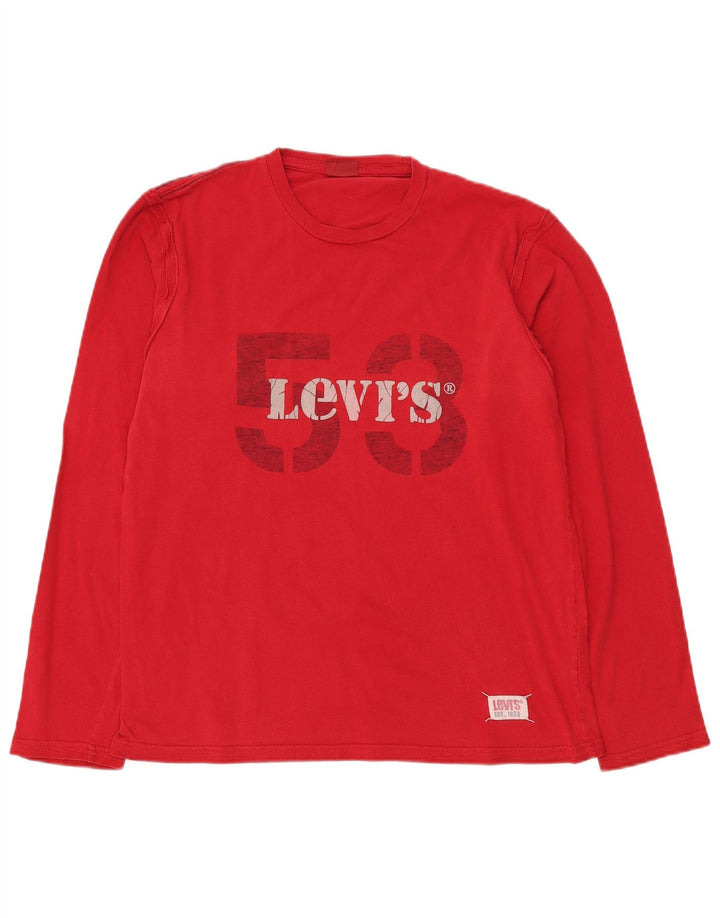 Γυναικείο γραφικό τοπ LEVI'S μακρυμάνικο UK 18 XL κόκκινο βαμβακερό