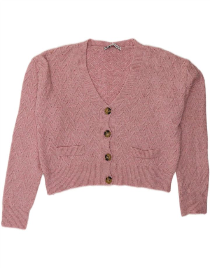 Zara Γυναικείο πουλόβερ με ζακέτα UK 10 Small Pink