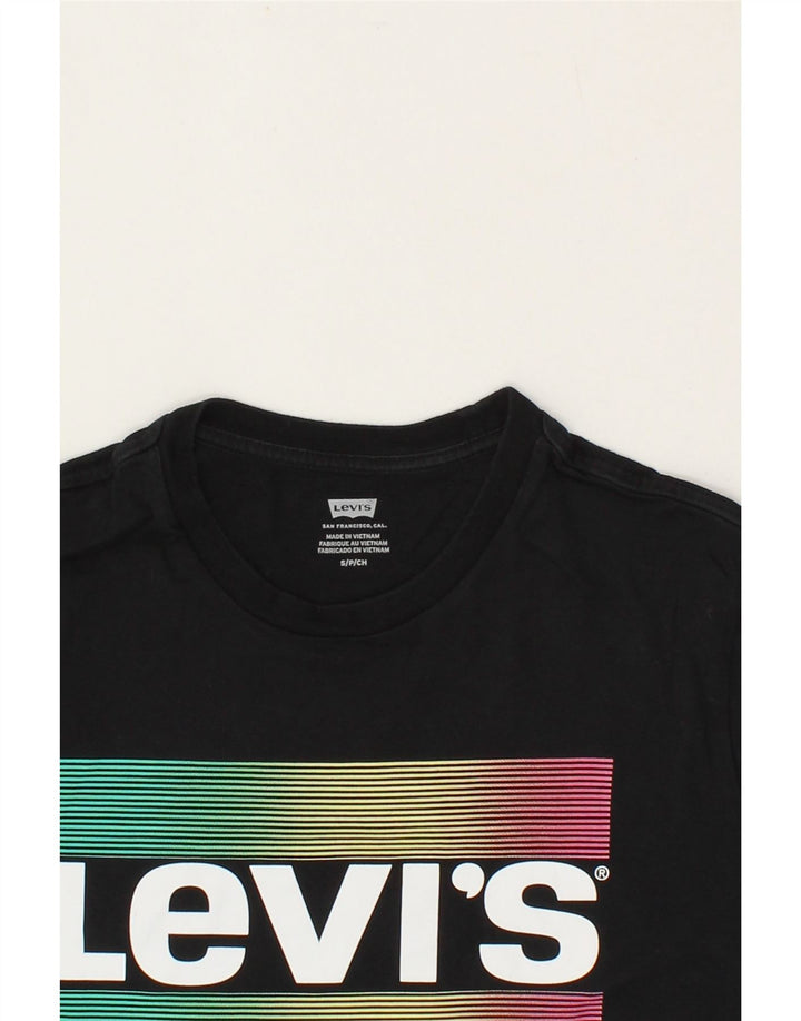 LEVI'S Mens Graphic T-Shirt Top Small Black Cotton Vintage Levi's and Second-Hand Levi's from Messina Hembry 