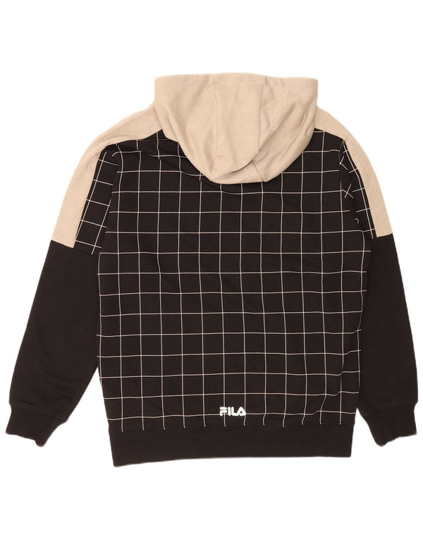 Fila Mens Change the Game Graphic Hoodie Jumper Medium Black Check Cotton