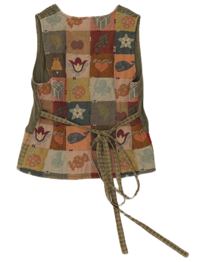 Vintage Γυναικείο Αμάνικο Πουκάμισο Μπλούζα IT 44 Medium Khaki Patchwork