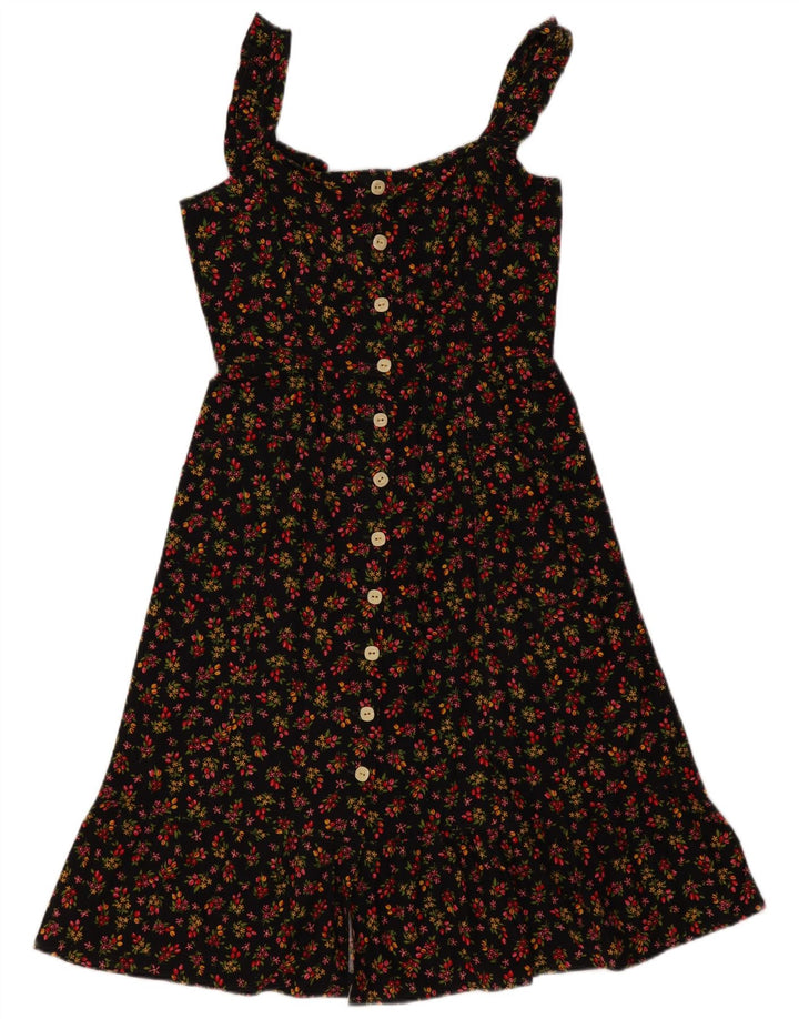 Vintage Γυναικείο Sundress UK 12 Medium Black Floral