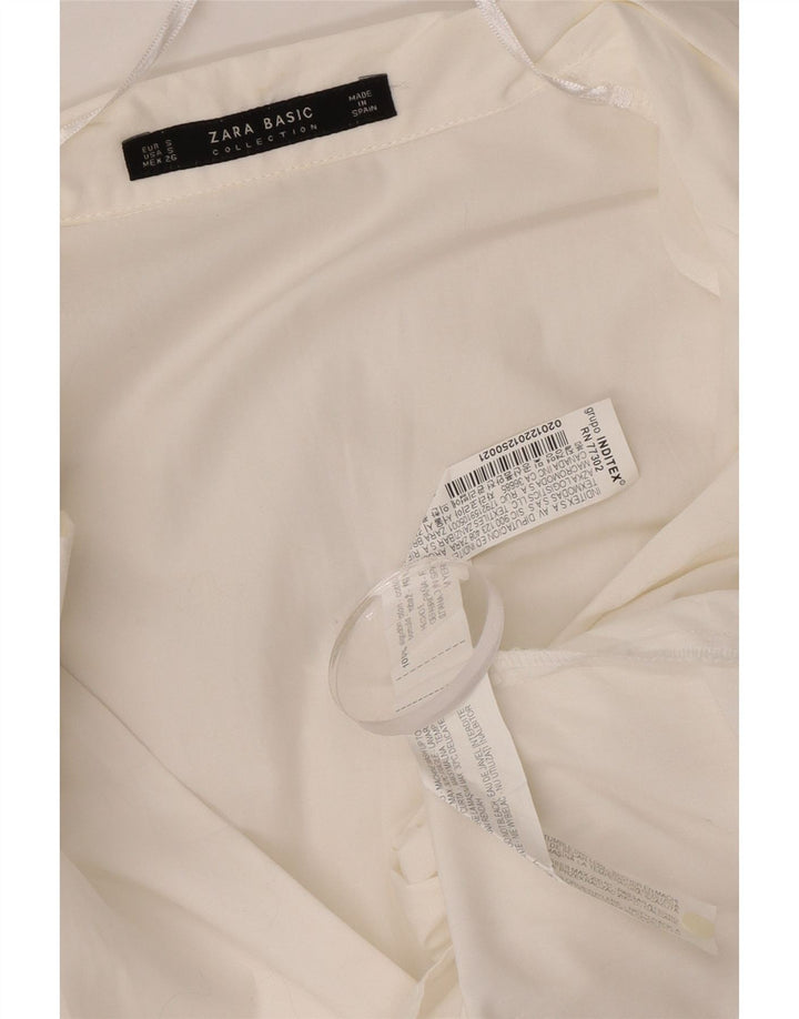 Zara Γυναικείο μακρυμάνικο φόρεμα Shift UK 10 Small λευκό βαμβακερό