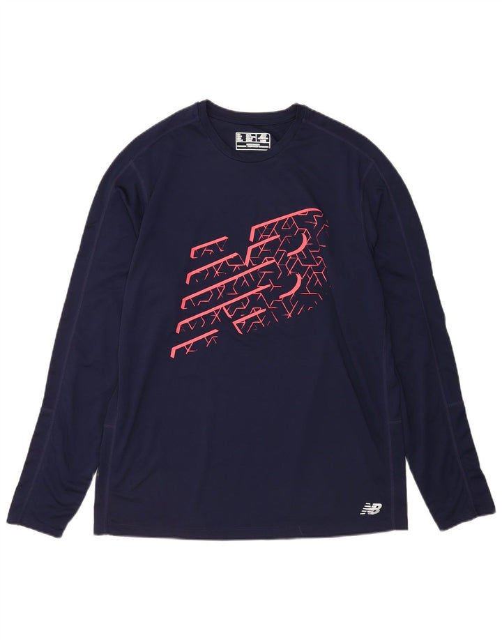 New Balance Ανδρικό γραφικό τοπ μακρυμάνικο μεγάλο μπλε ναυτικό πολυεστέρας