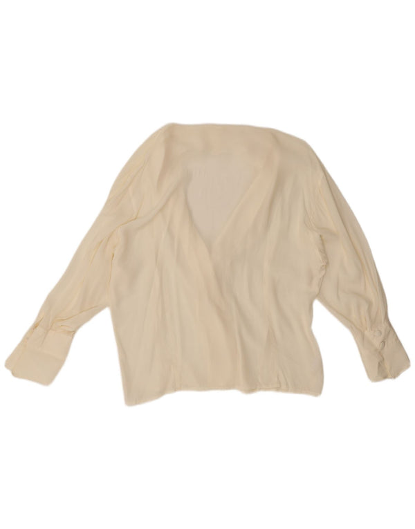 Vintage γυναικείο πουκάμισο μπλούζα UK 18 XL Off White Silk