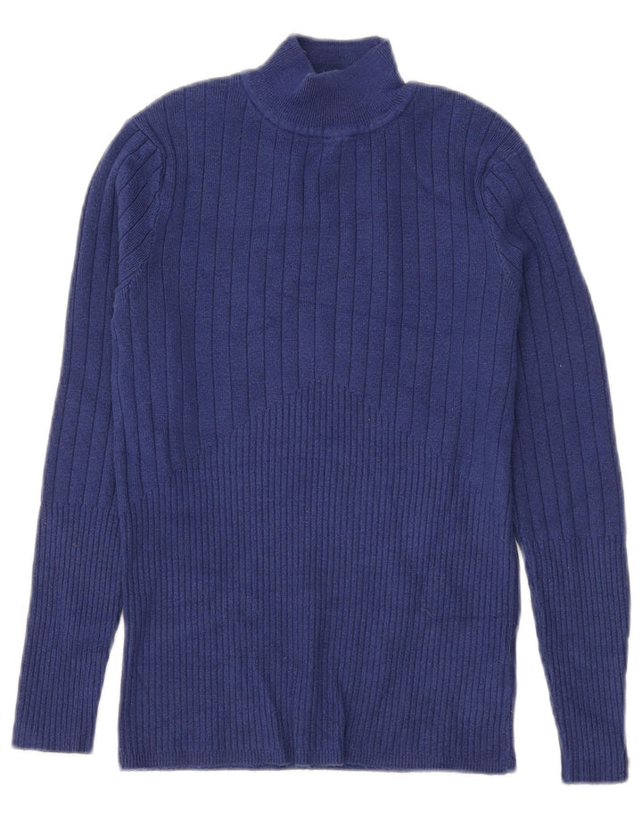 Marks & Spencer Γυναικείο πουλόβερ με λαιμό χελώνα UK 10 Small Blue Viscose