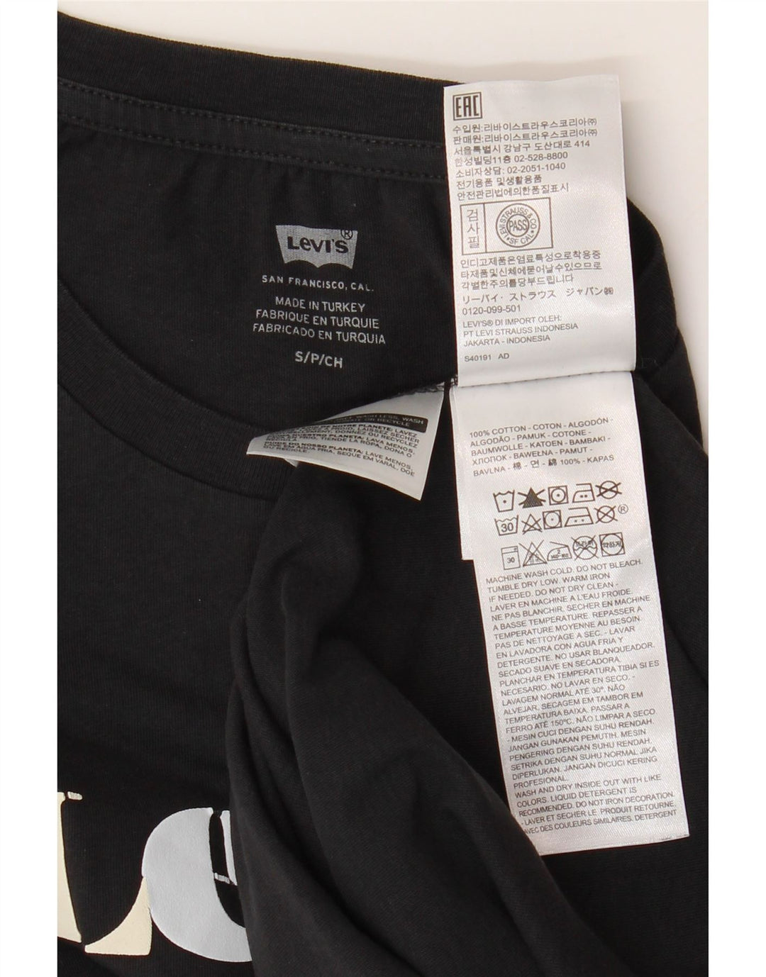 Γυναικείο γραφικό μπλουζάκι LEVI'S Top UK 10 μικρό μαύρο βαμβακερό