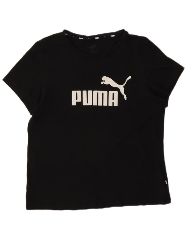 Γυναικείο γραφικό μπλουζάκι Puma Top UK 16 μεγάλο μαύρο βαμβακερό